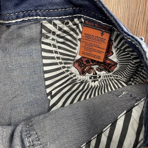 Rock Revival Easy Boot Cut Jeans Women 30 Blue Dark Wash Rhinestone Sequin - Picture 9 of 14